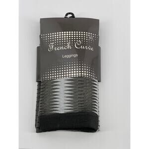 FRENCH CURVE Women's Dark Gray-White Sheer Printed Pull-On Tights SZ M/L